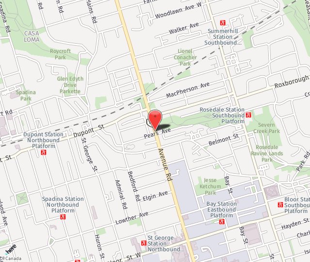 Location Map: 199 Avenue Rd Toronto, ON M5R2J3